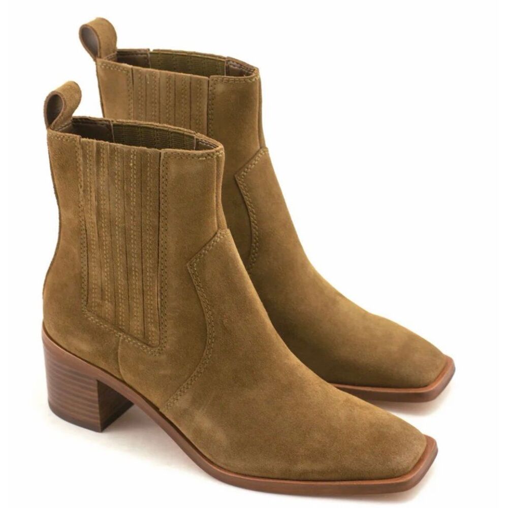 Dolce Vita Women's Irnie Snip-Toe Tailored‎ Booties 9.5 Leather Block Heel NEW
